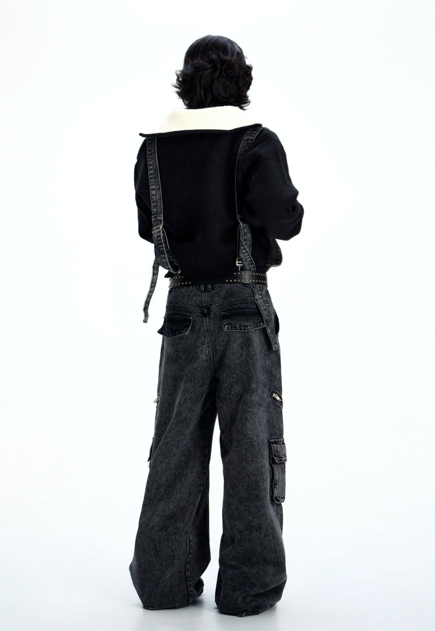 Men's Design vintage suspenders jeans