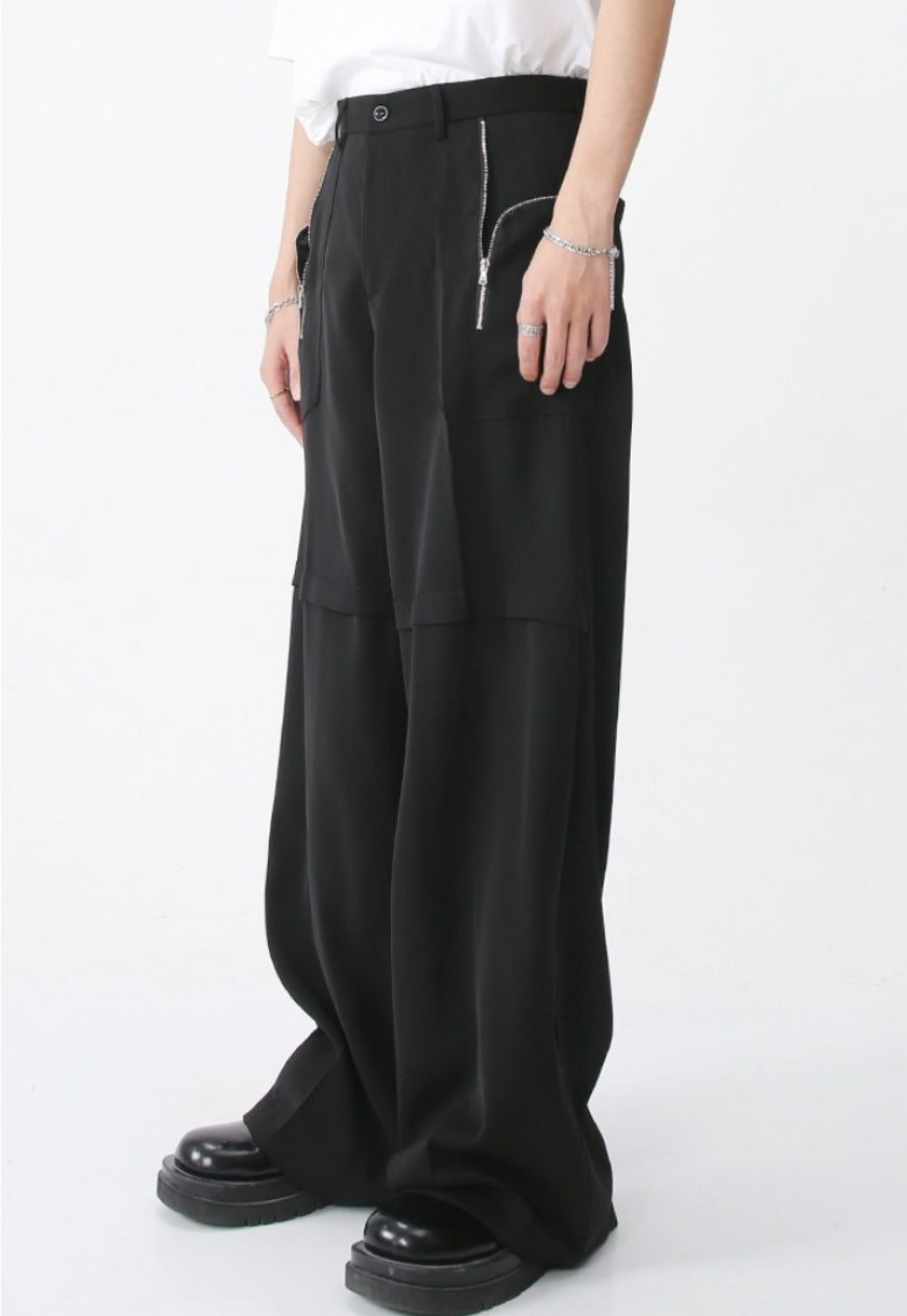 Unisex pocket zipped cargo trousers