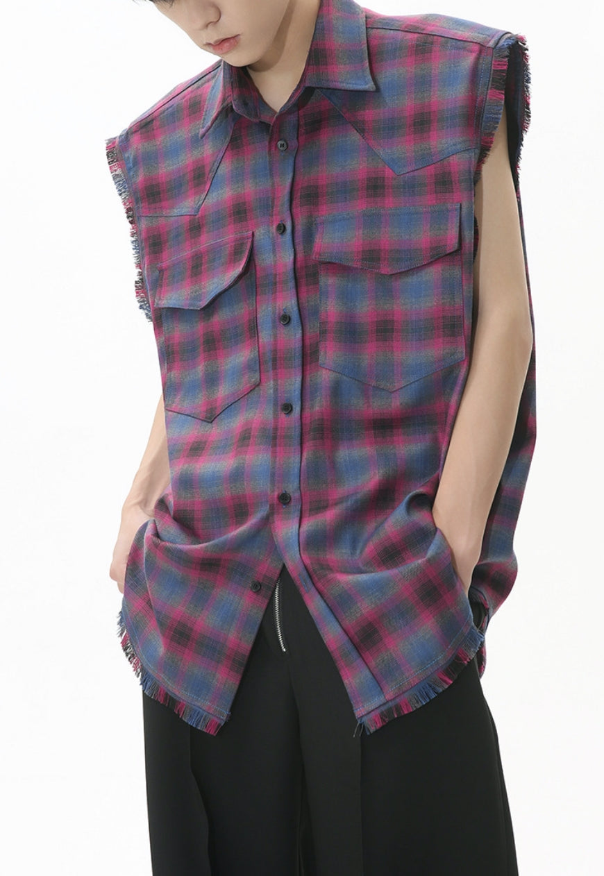 Men's Vintage Vest Check Shirt