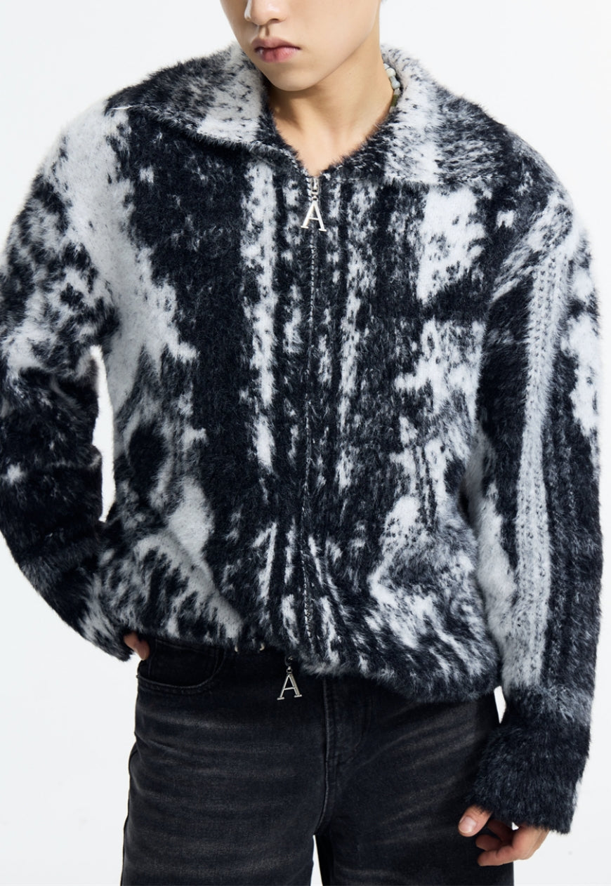 Men's zipped cardigan sweater