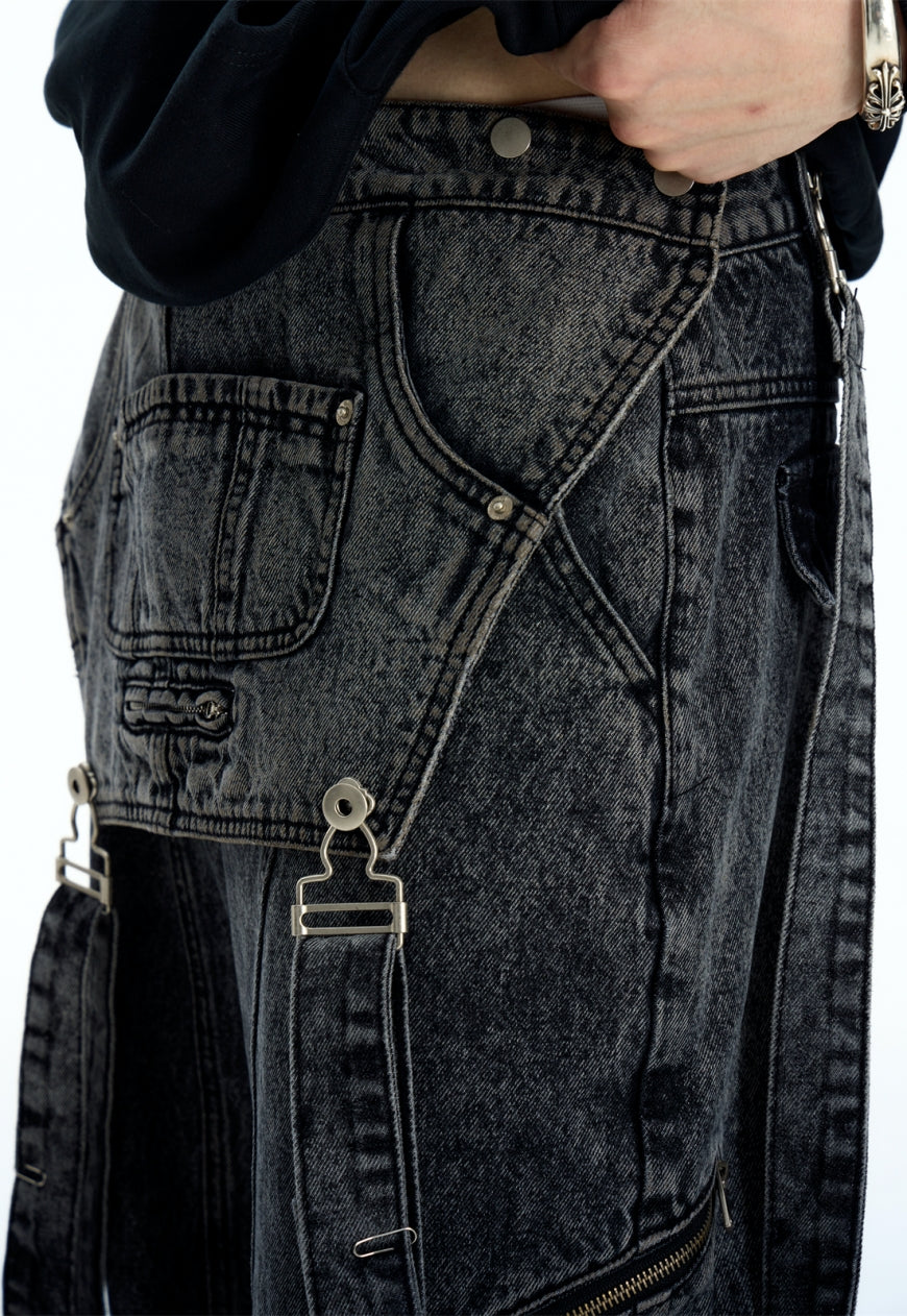 Men's Design vintage suspenders jeans
