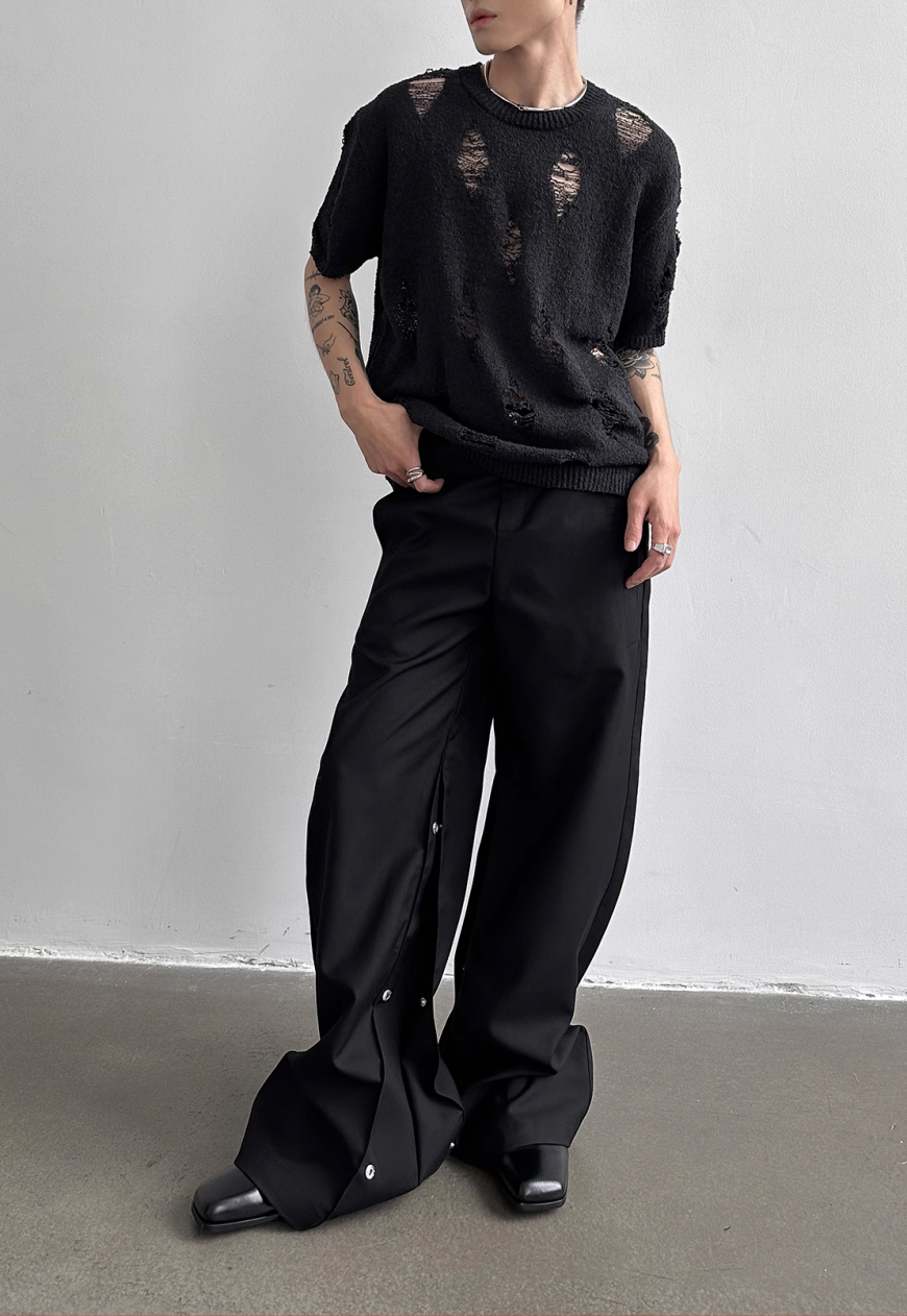 Men's Design brushed hole knit sweater