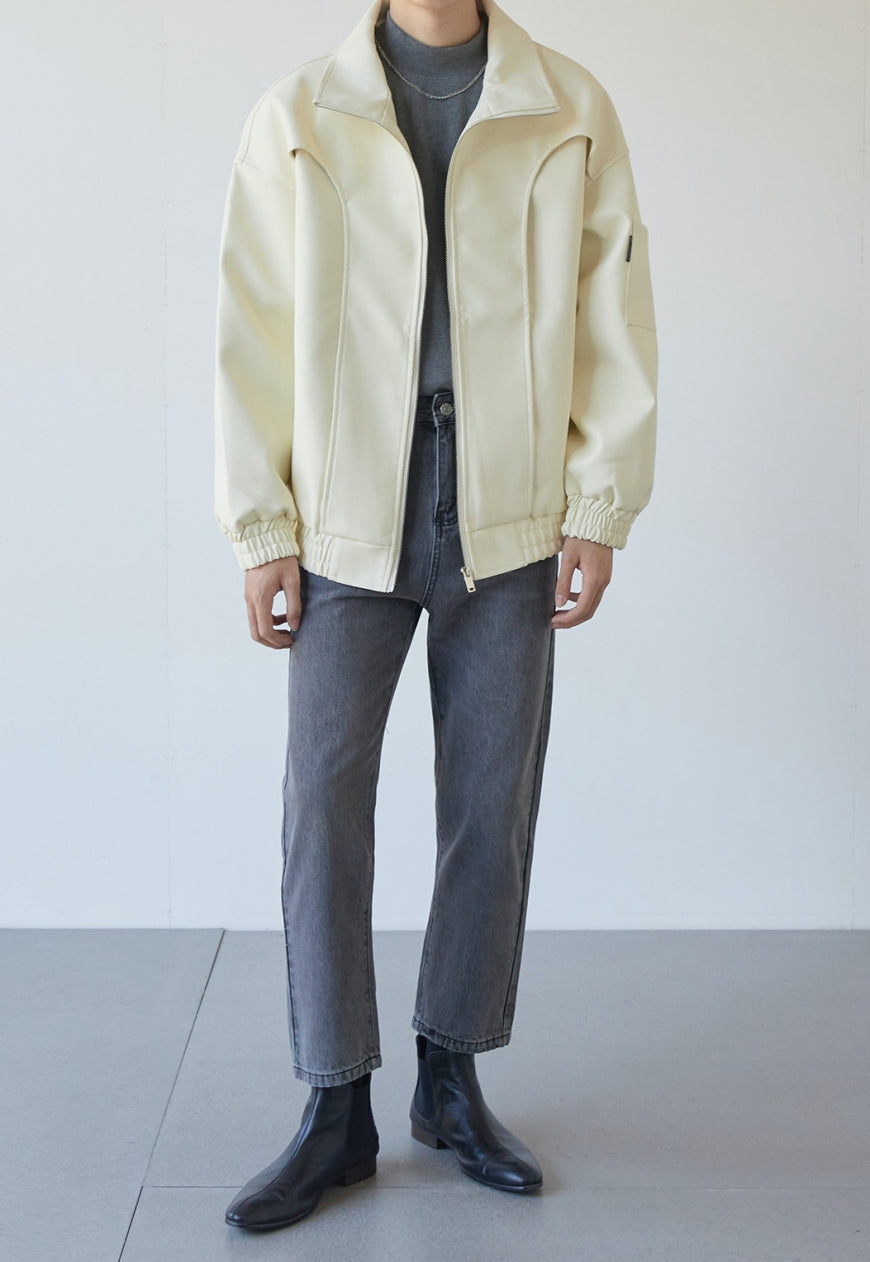 Men's Textured design leather jacket