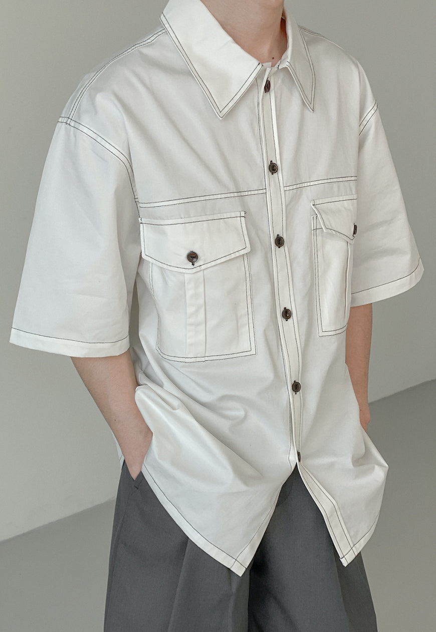 UZIP DESIGN Men's loose white shirt