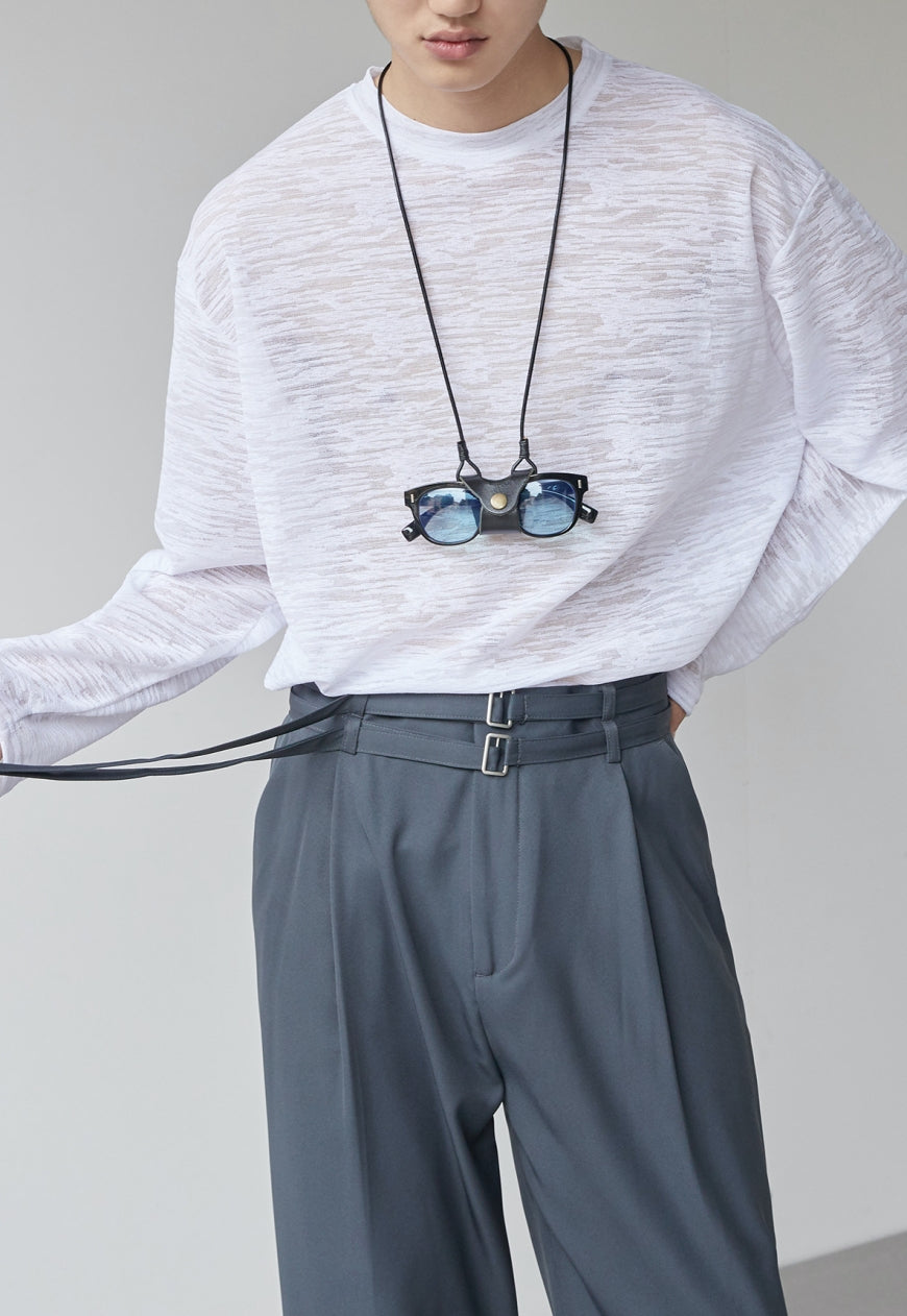 Men's Solid color summer round neck top