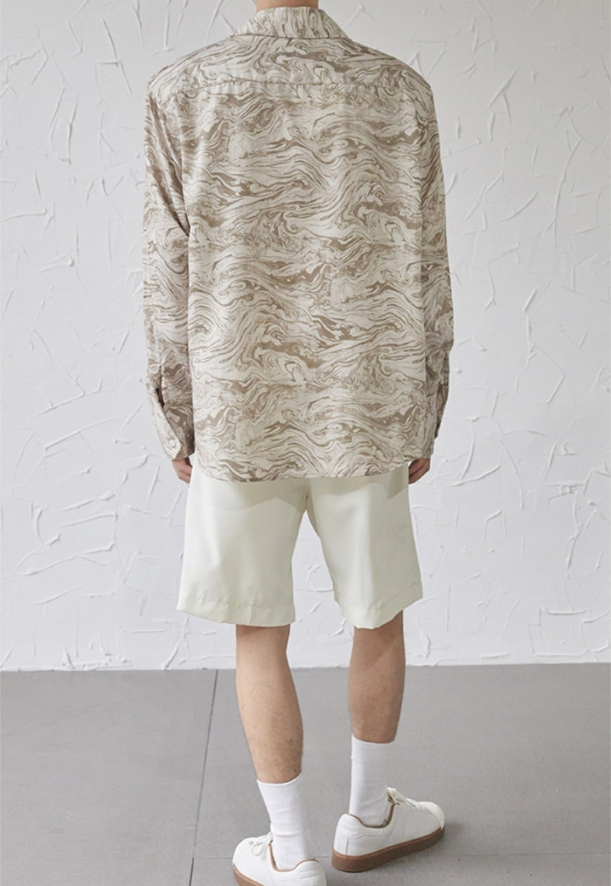 UZIP DESIGN Men's Marbled Shoulder Padded Shirt