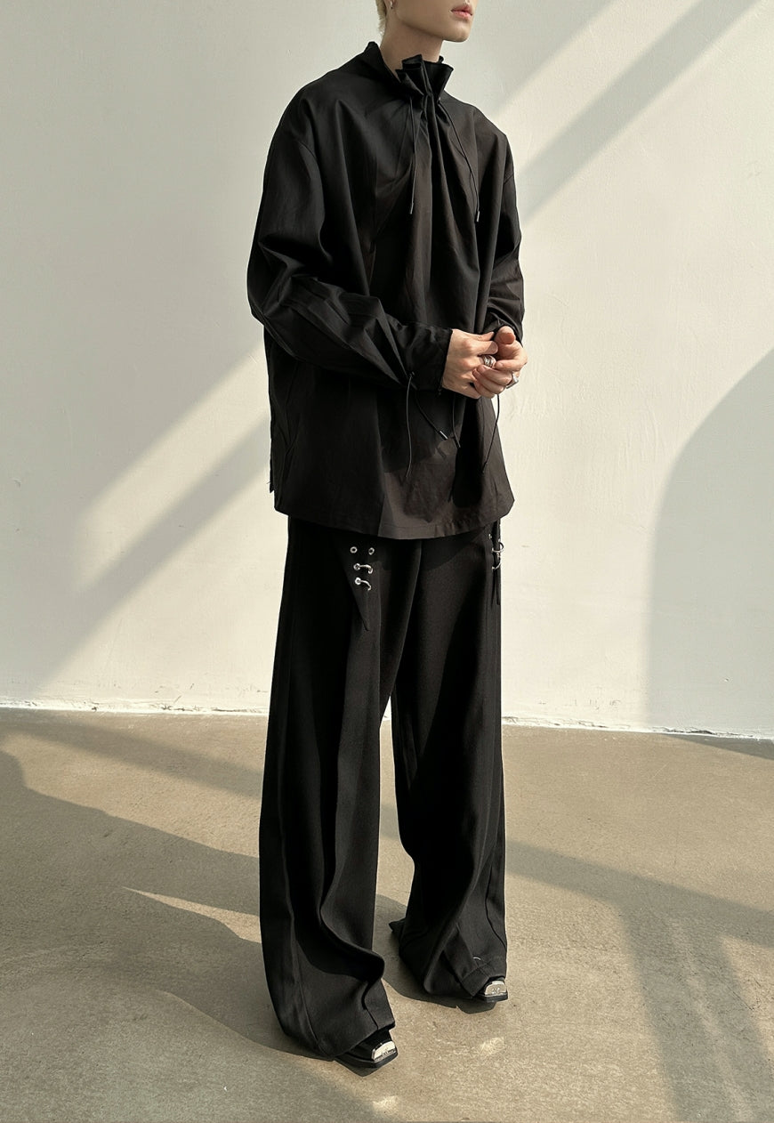 Men's drawstring neckline shirt