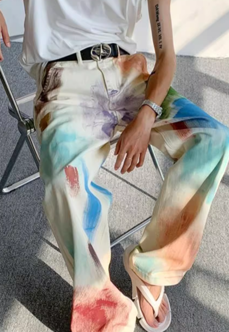 Unisex Hand painted oil painting jeans