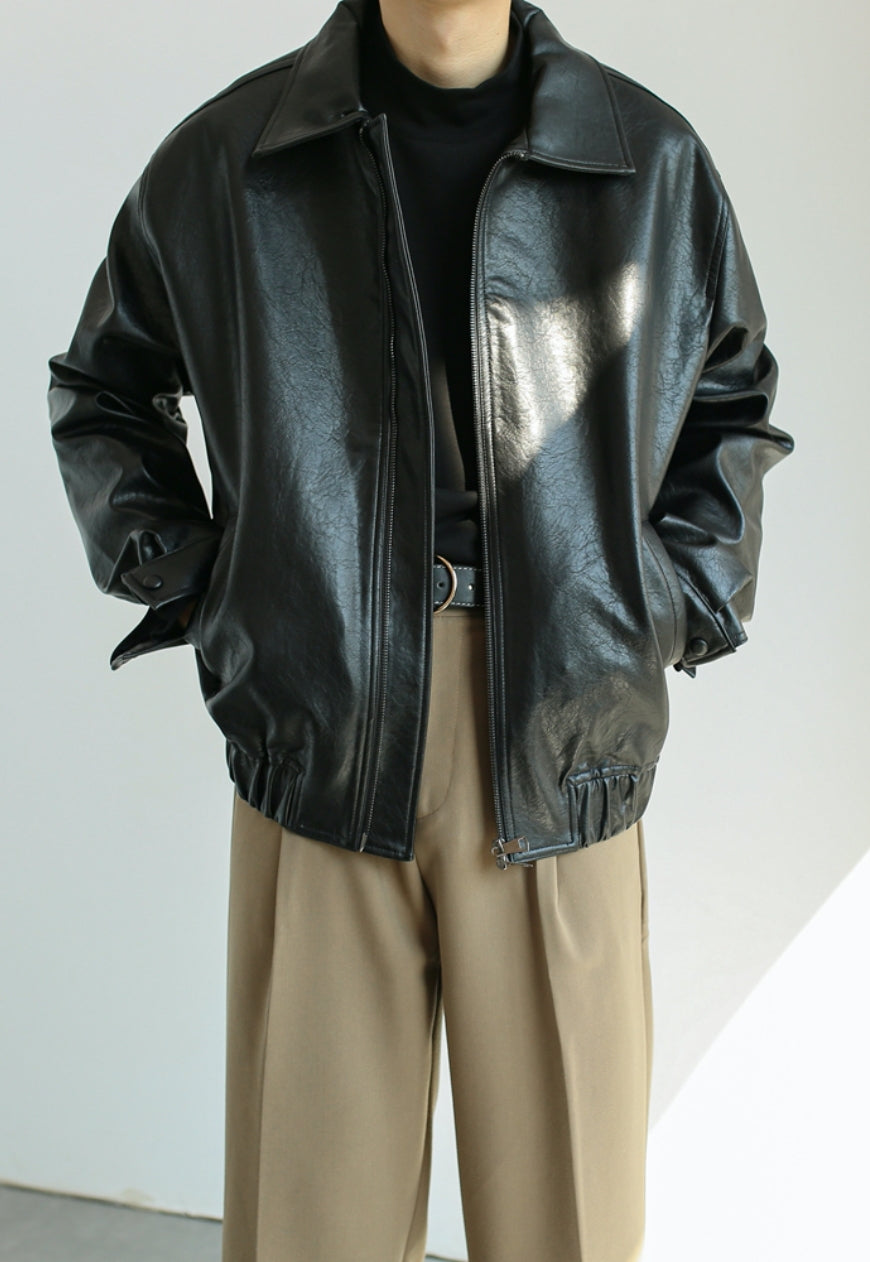 【Sale】Men's vintage leather jacket