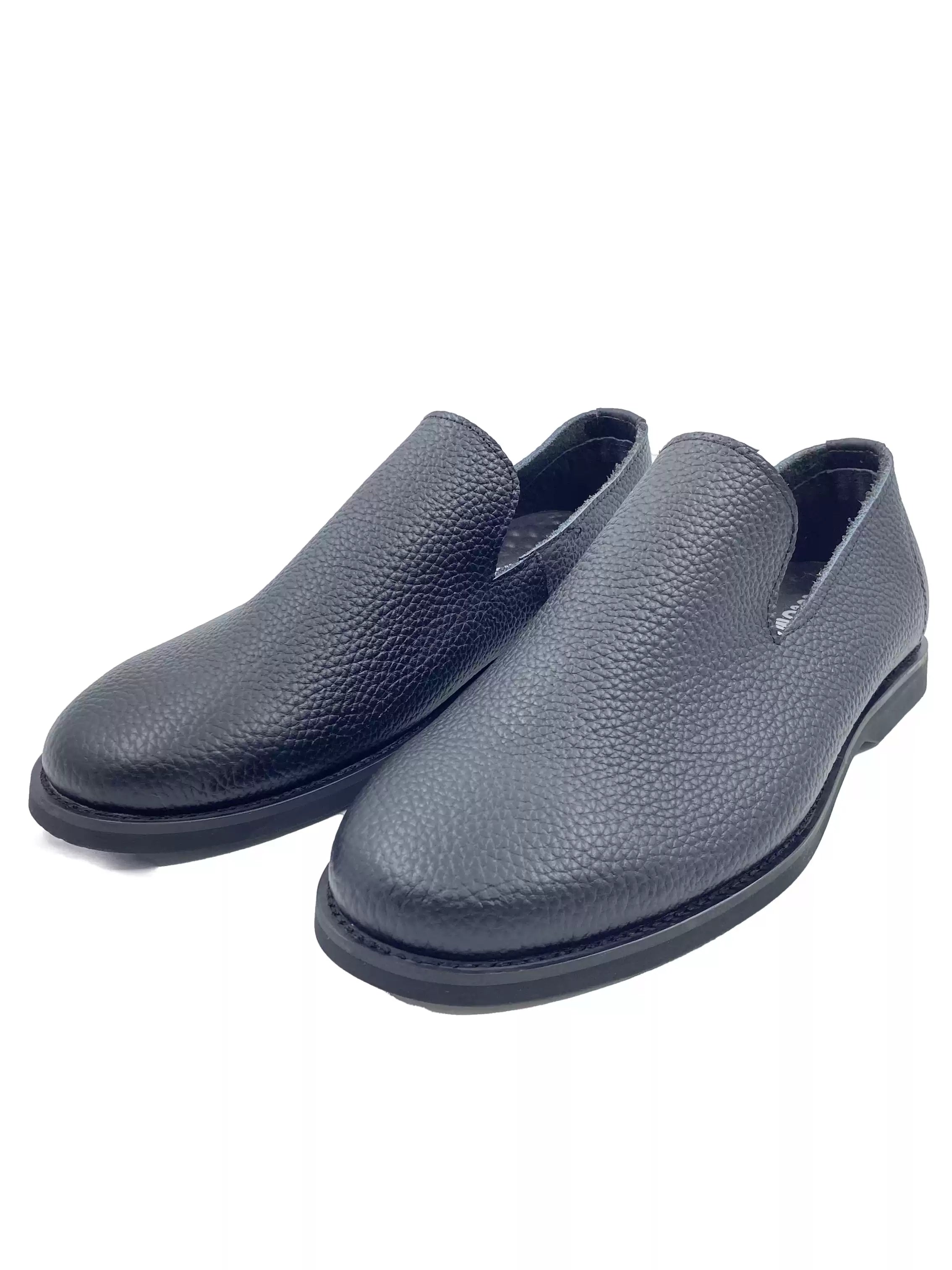 Black Leather Slip-Ons