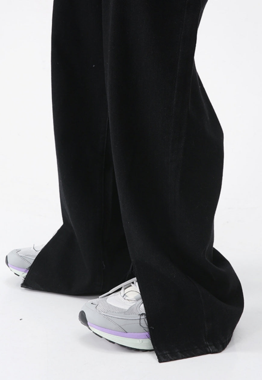 Men's slit denim trousers