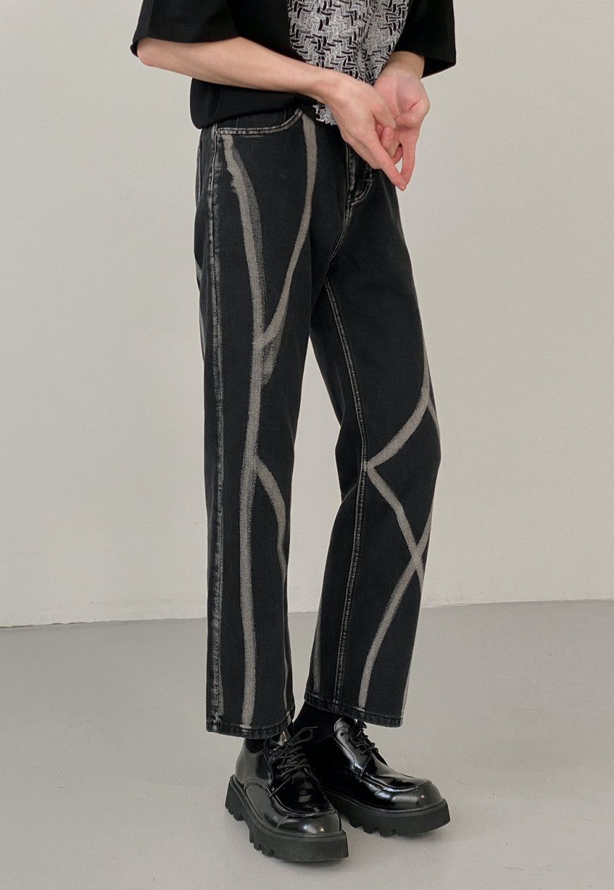UZIP DESIGN Men's fashion tie-dye jeans