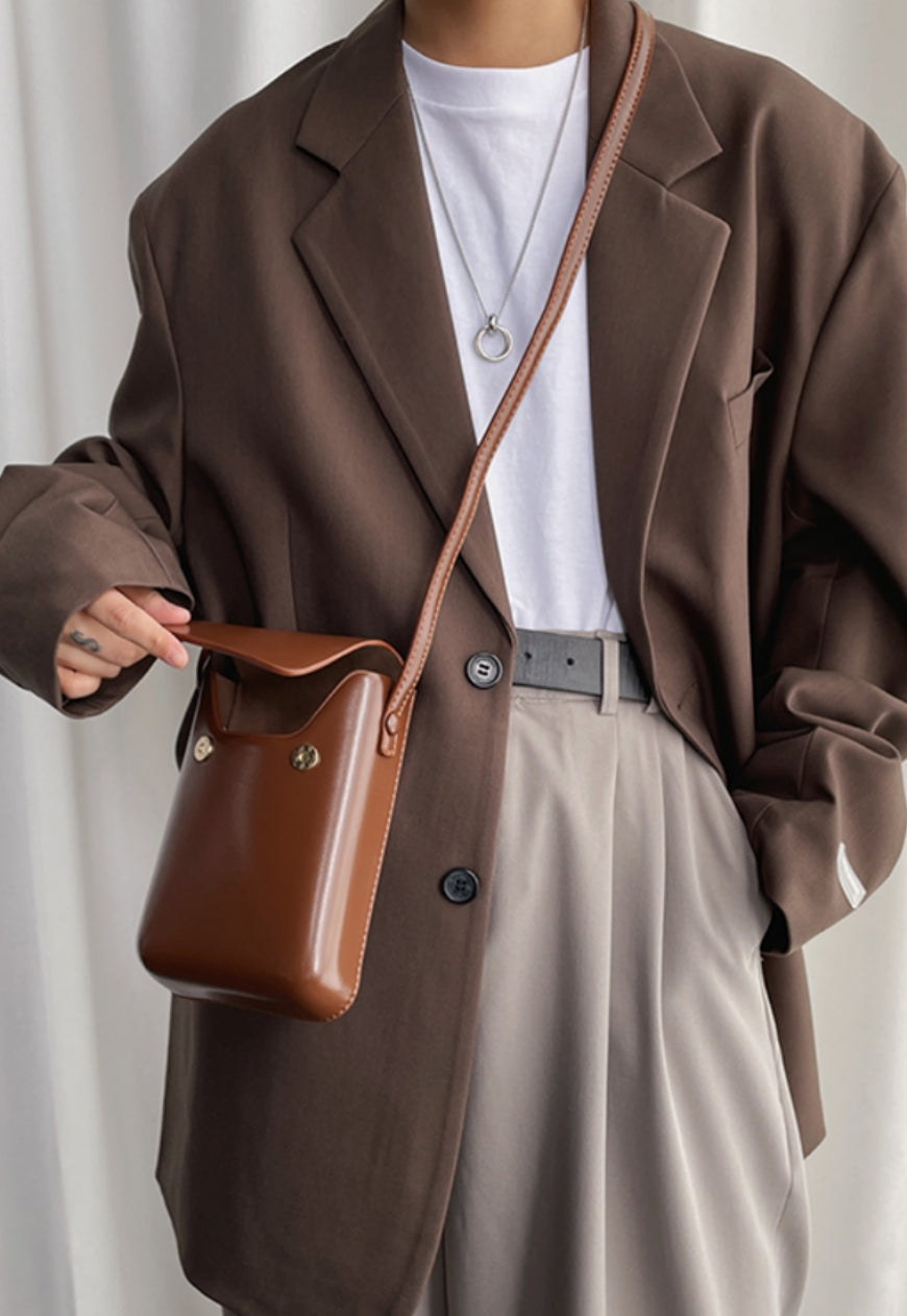 UZIP DESIGN Men's Leather vertical small square bag