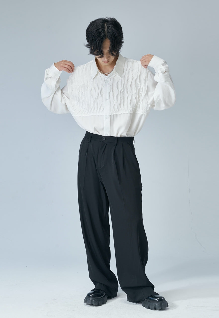 Men's Pleated technology long-sleeved shirt