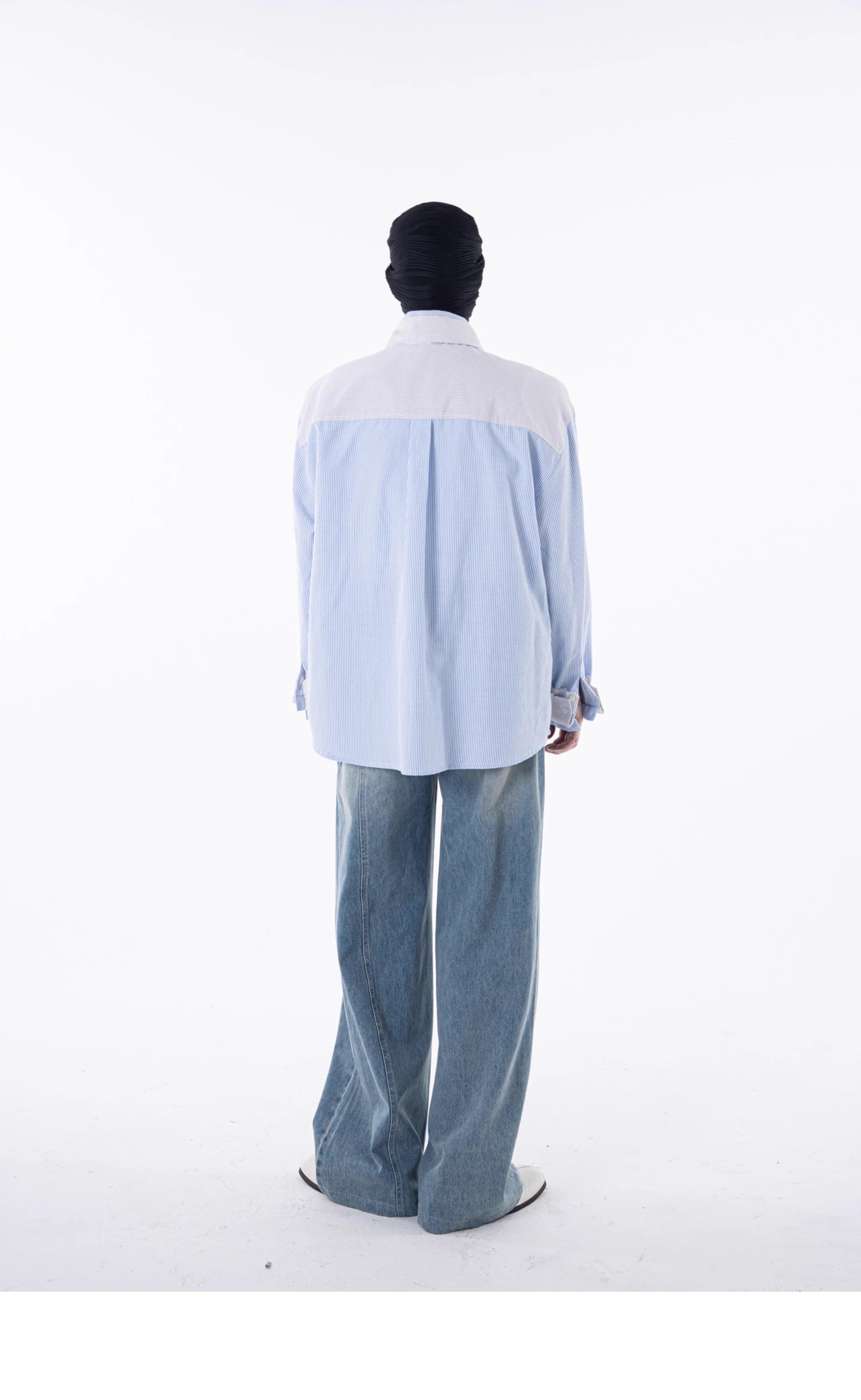 Men's Raw-edge striped two-piece shirt