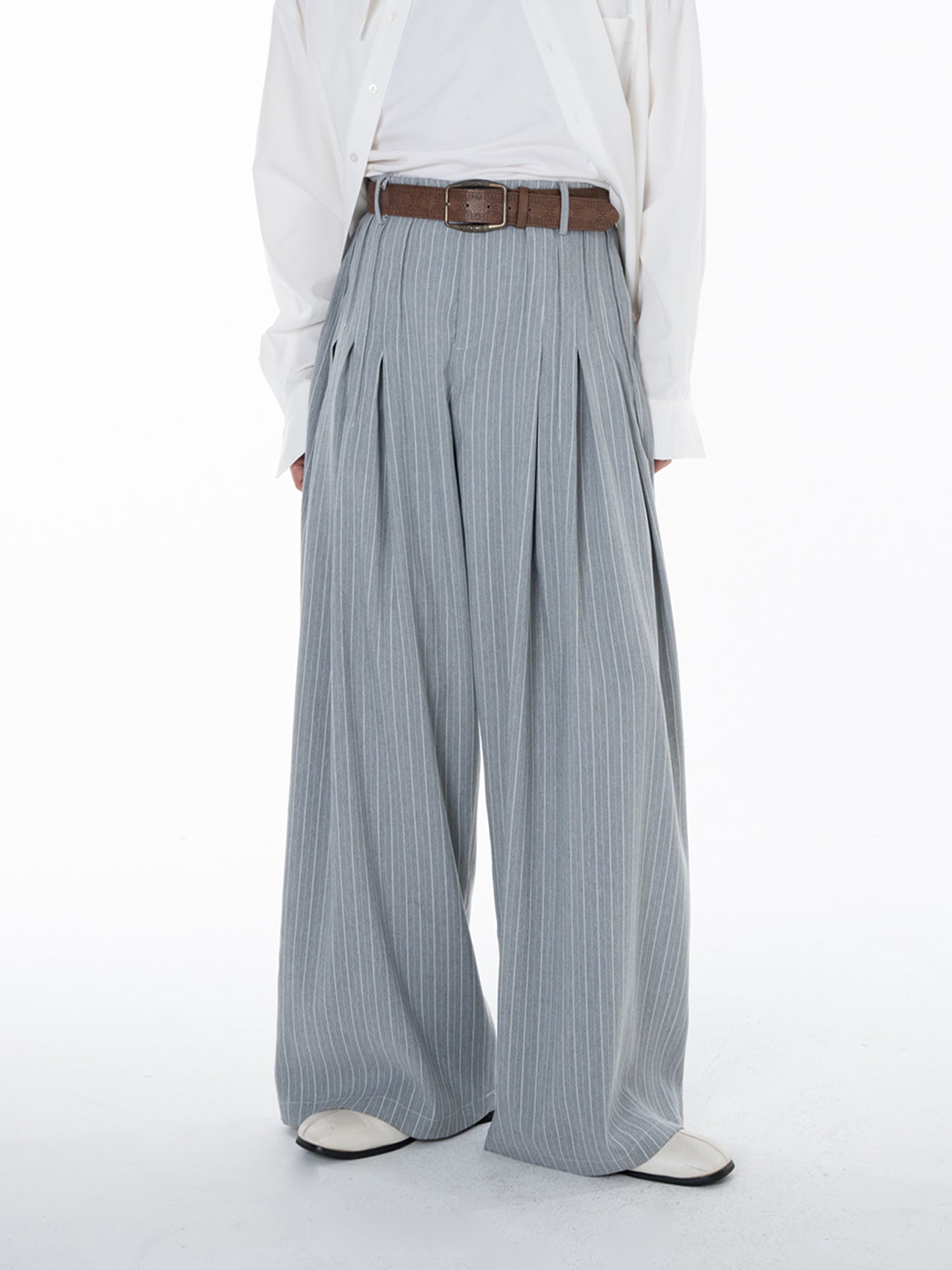 Men's Premium pleated striped trousers