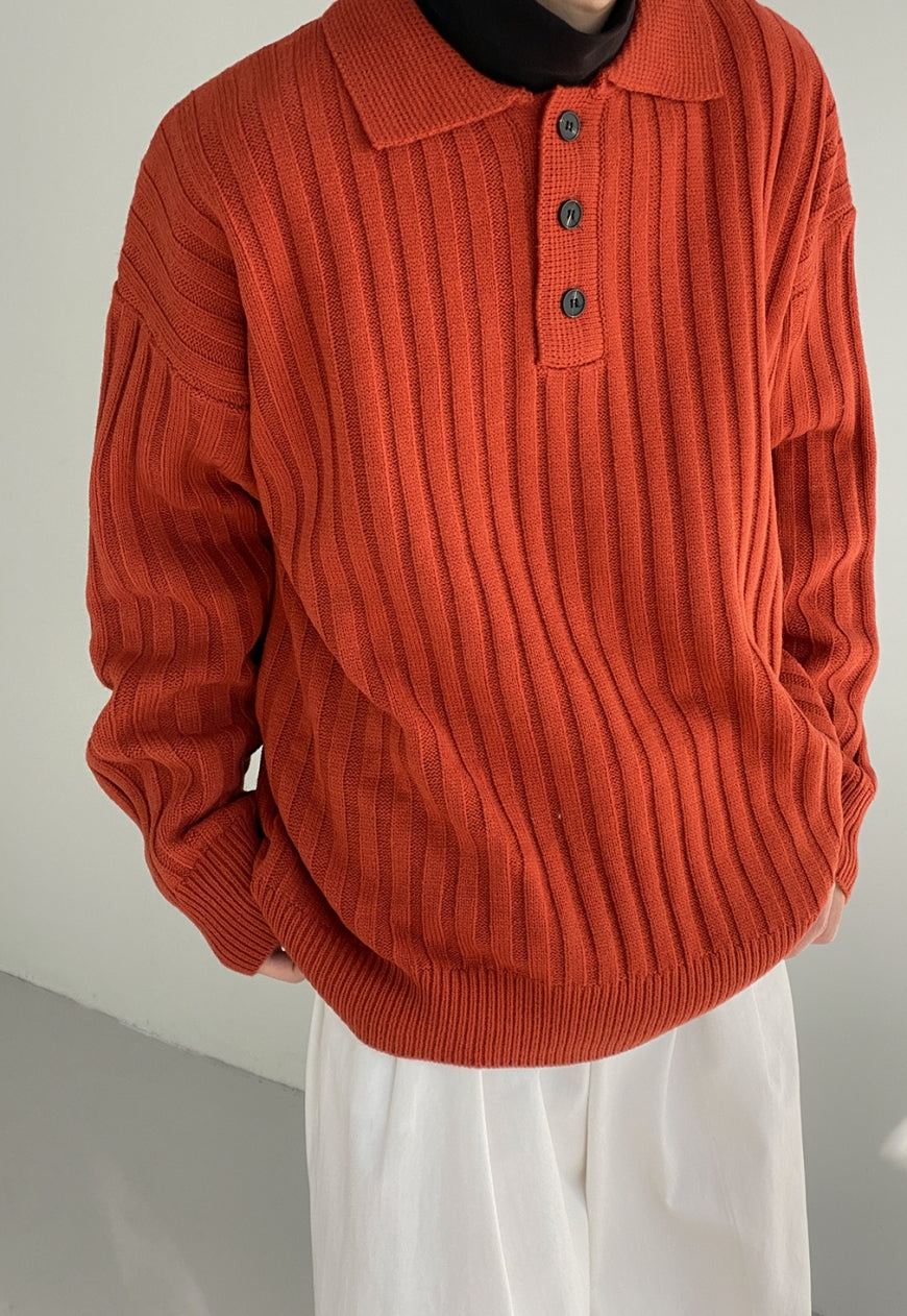 UZIP DESIGN Men's POLO Collar Needle Sweater