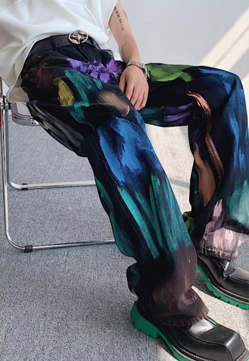 Unisex Hand painted oil painting jeans