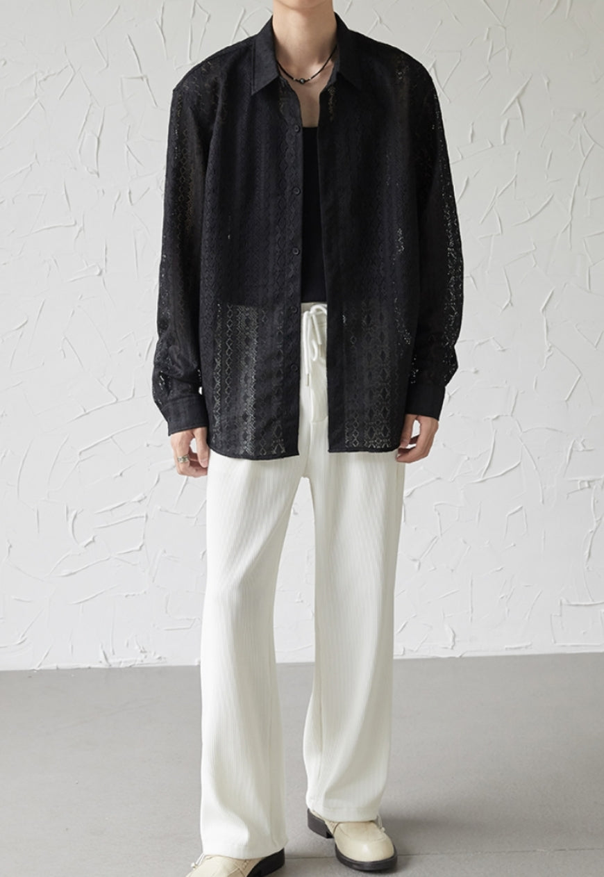 UZIP DESIGN Men's color cutout pattern shirt