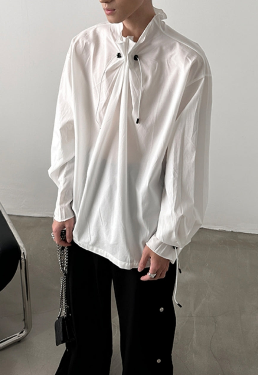 Men's drawstring neckline shirt