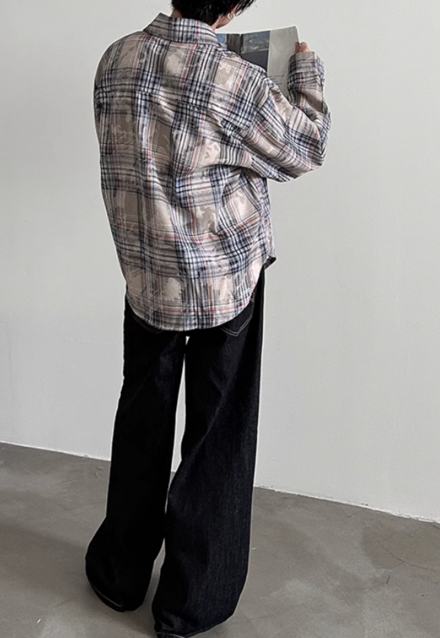 Men's Camouflage plaid long-sleeved shirt