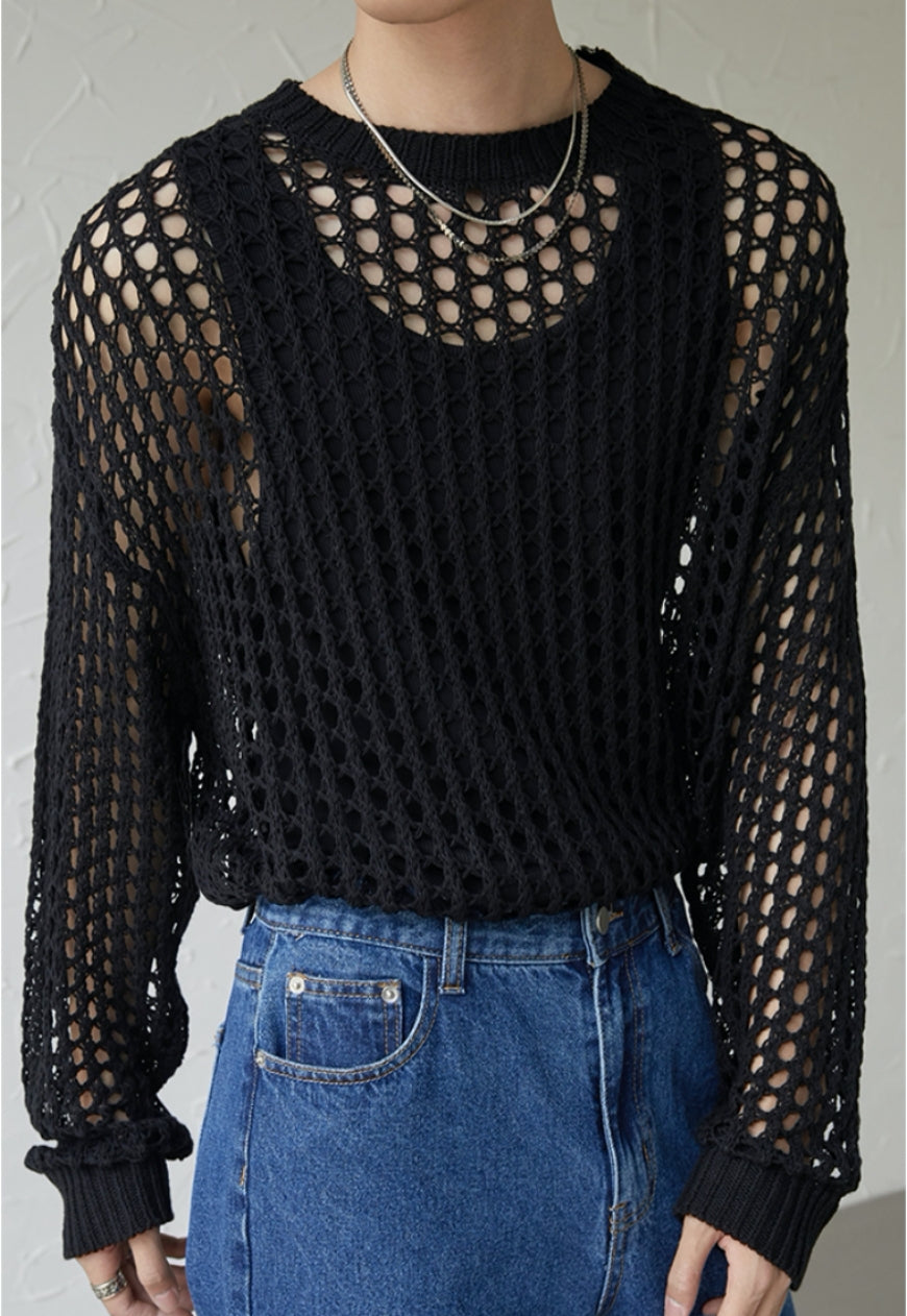 UZIP DESIGN Men's Design cutout long-sleeve top