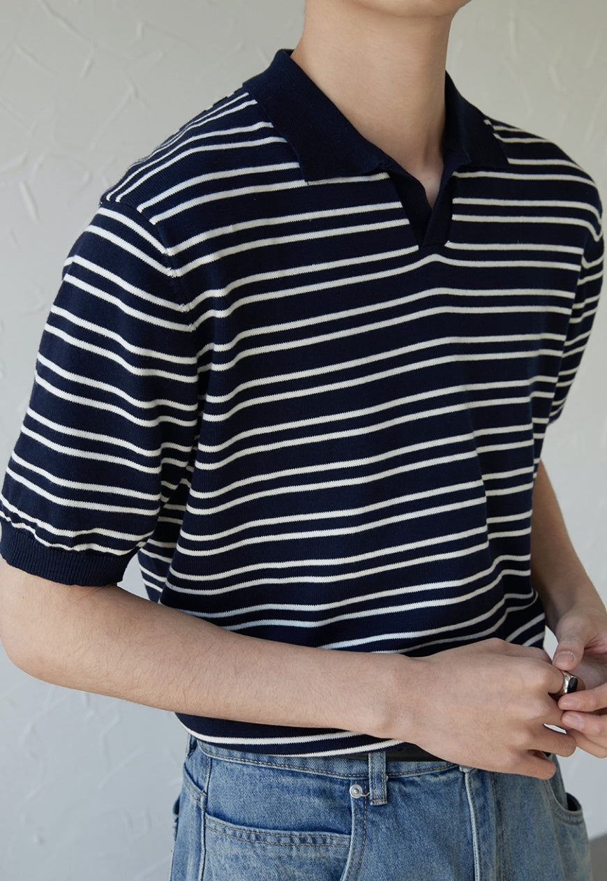 UZIP DESIGE Men's striped polo shirt