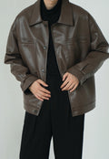 Men's Vintage PU leather jacket