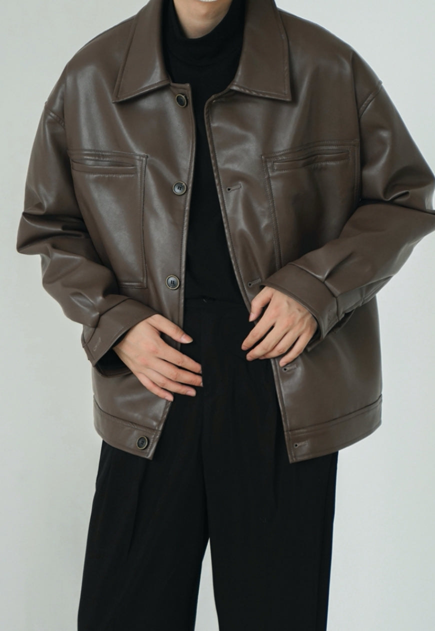 Men's Vintage PU leather jacket