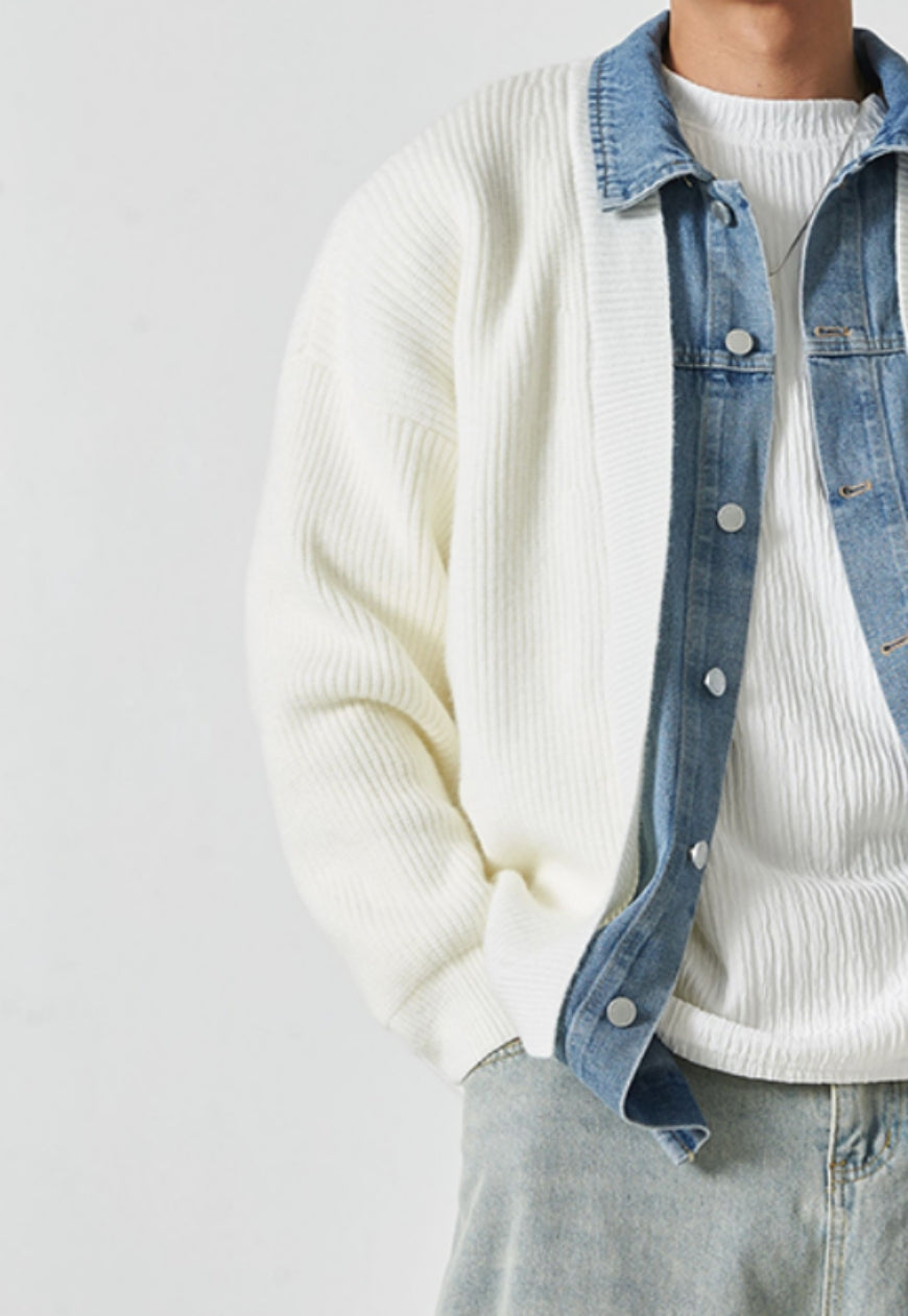 Men's Design Denim Cardigan Jacket