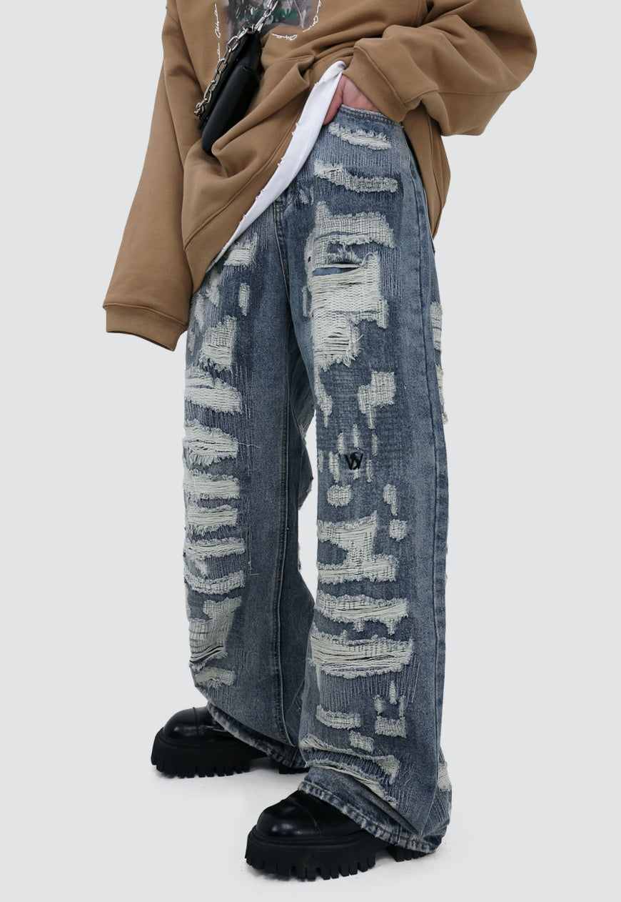 UZIP DESIGN Men's ripped jeans