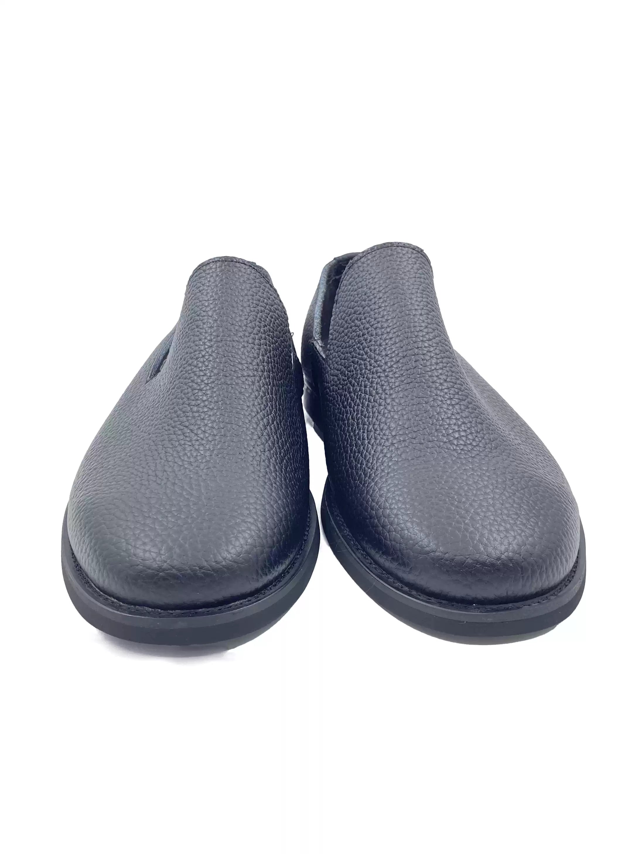 Black Leather Slip-Ons
