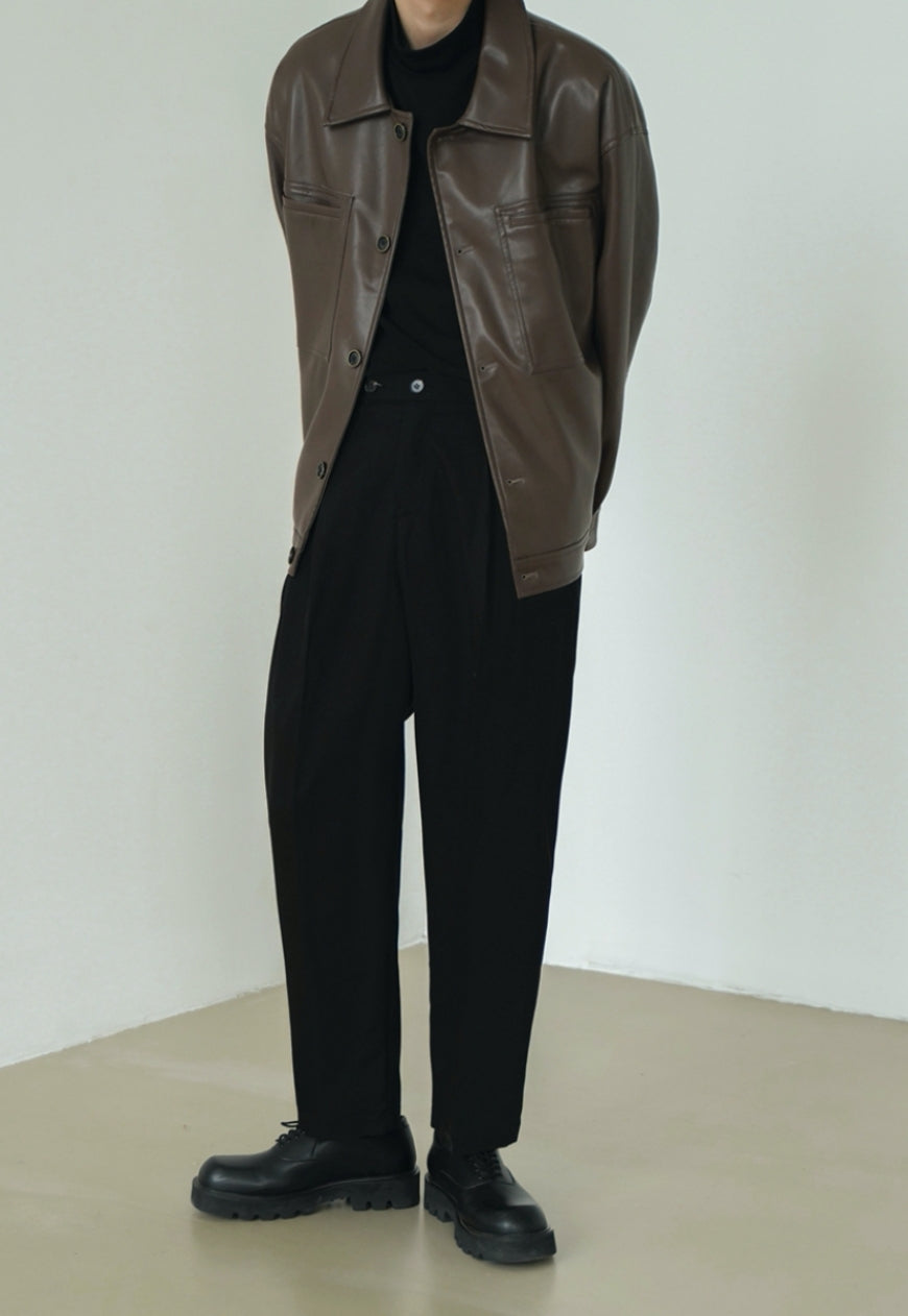 Men's Vintage PU leather jacket