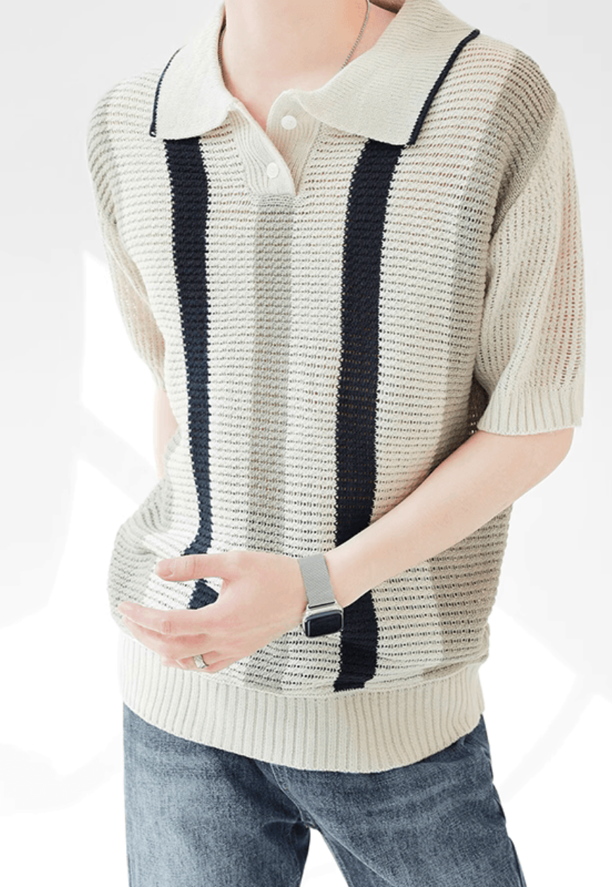 Men's premium striped polo top