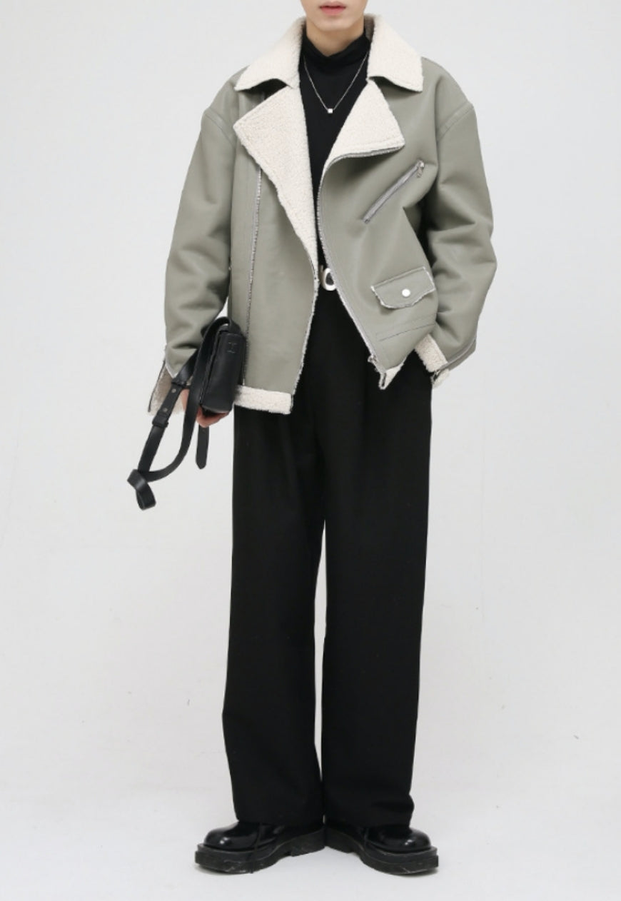 Men's PU Leather Warm Vintage Outer Jacket