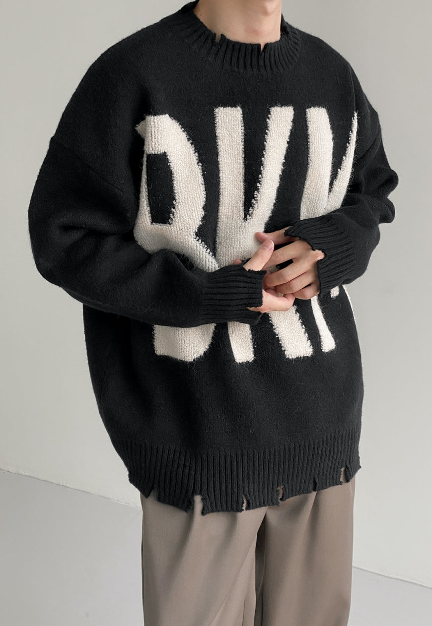 UZIP DESIGN MEN'S letter fashion sweater