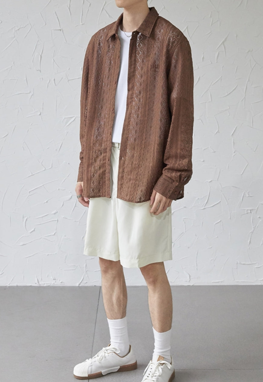 UZIP DESIGN Men's color cutout pattern shirt
