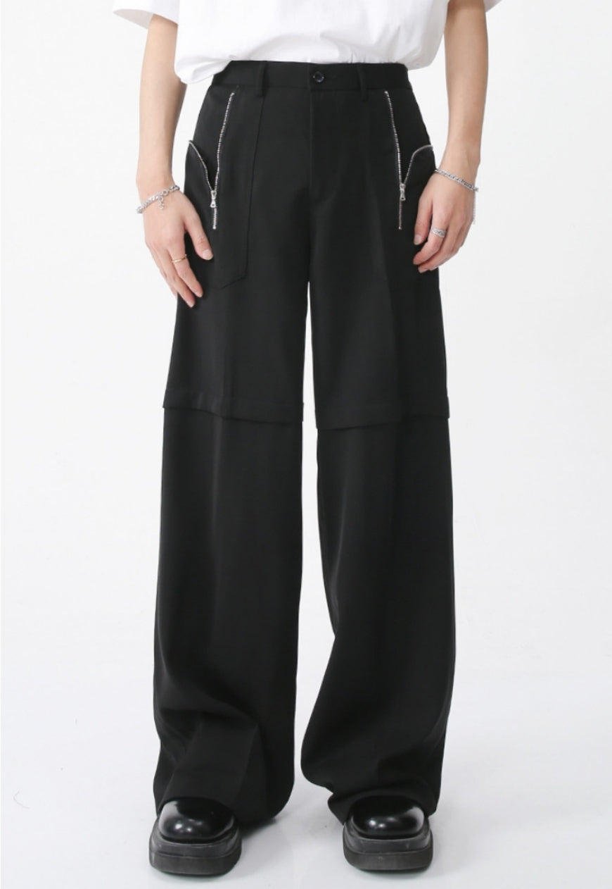 Unisex pocket zipped cargo trousers