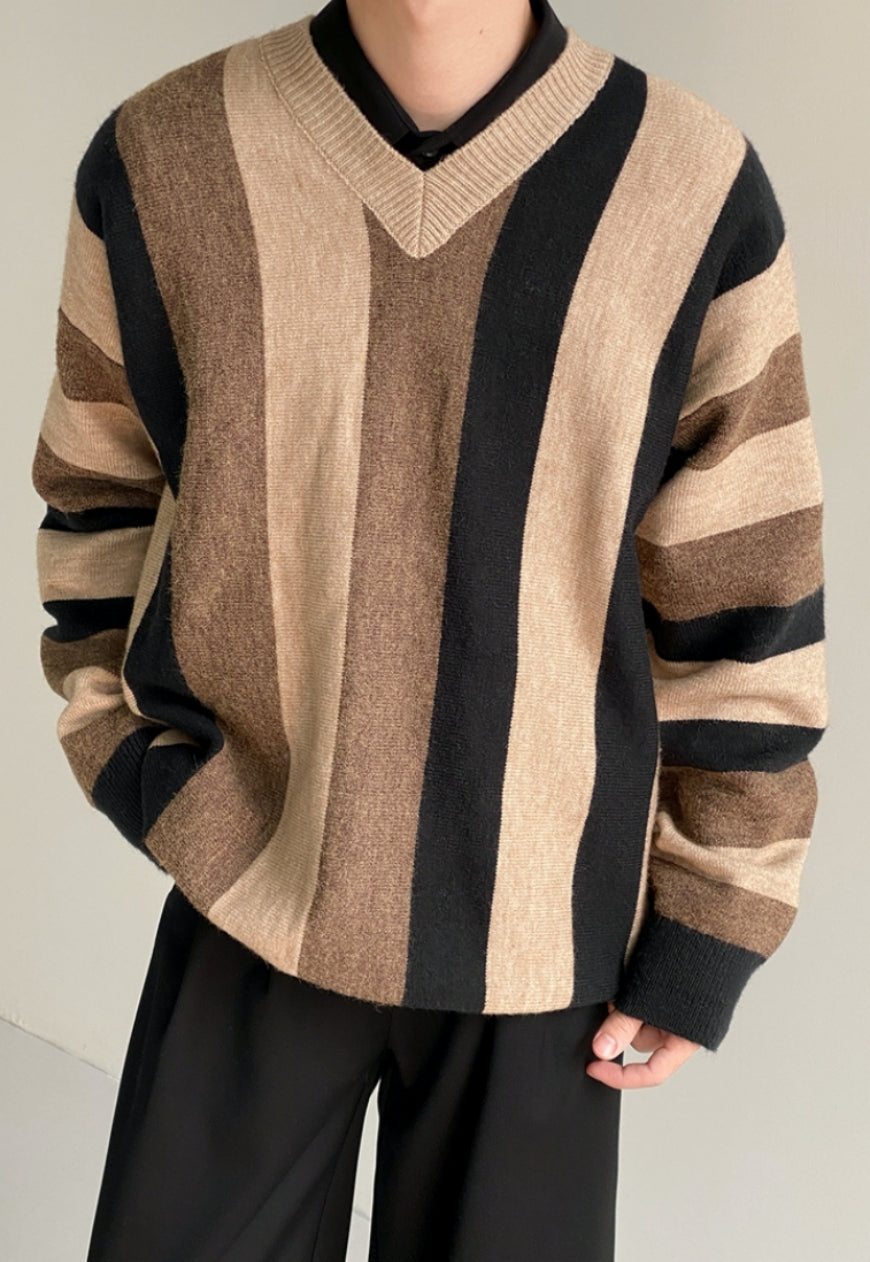 UZIP DESIGN Men's Retro striped sweater