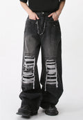 Unisex ripped denim trousers