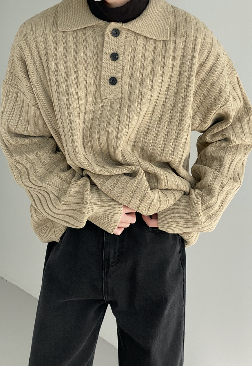 UZIP DESIGN Men's POLO Collar Needle Sweater