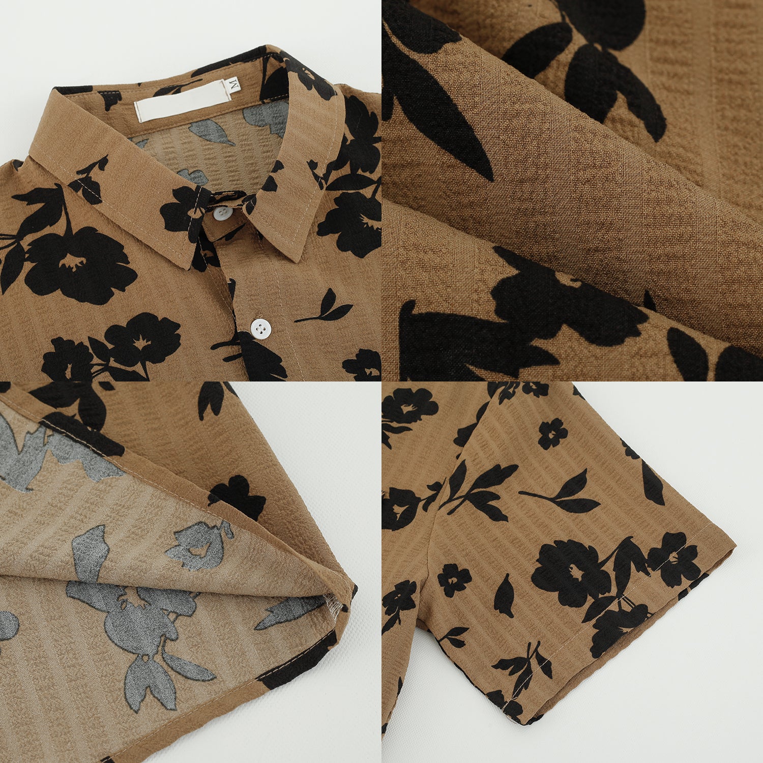 UZIP DESIGN Men's Vintage Flower Short Sleeve Shirt