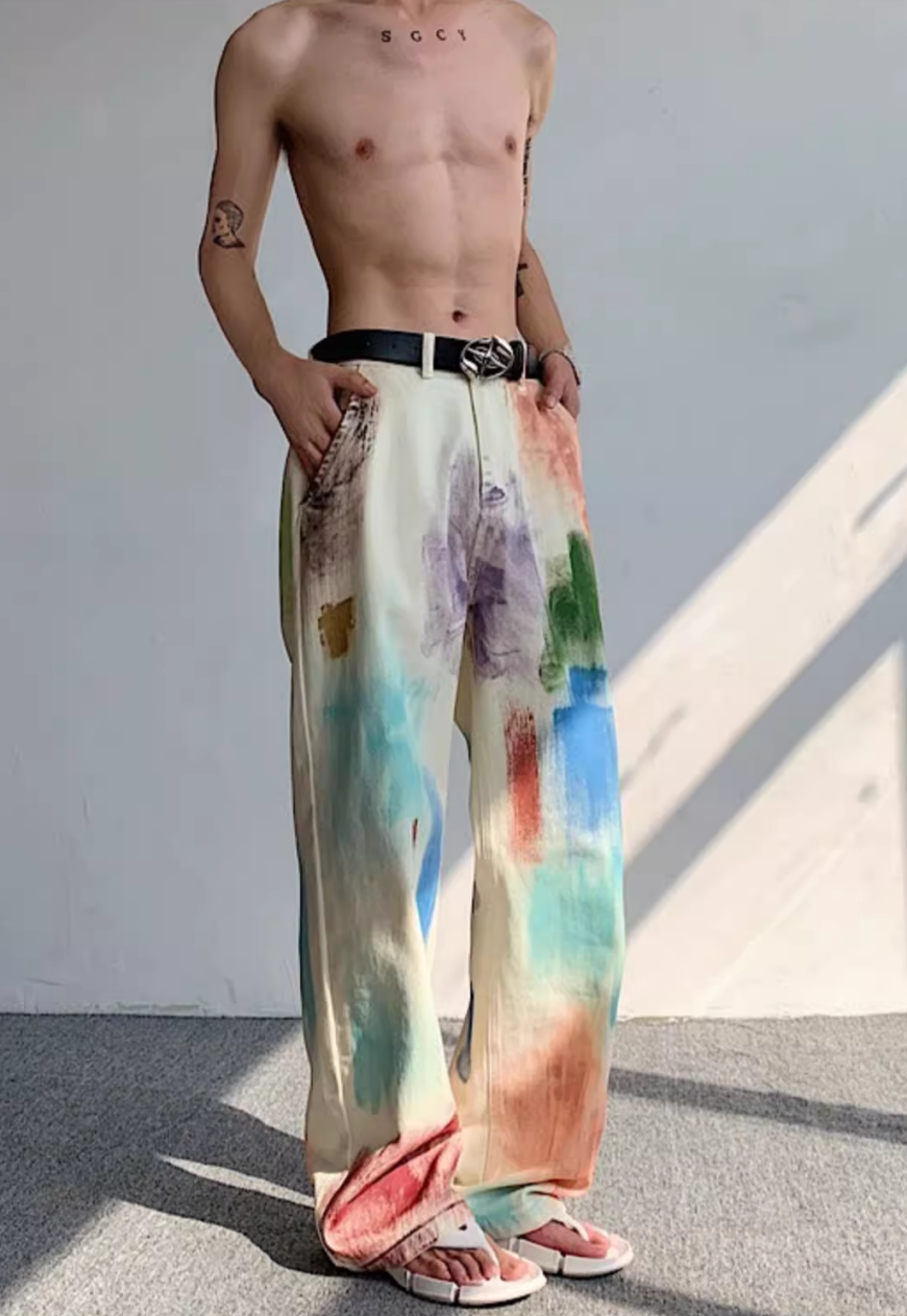 Unisex Hand painted oil painting jeans