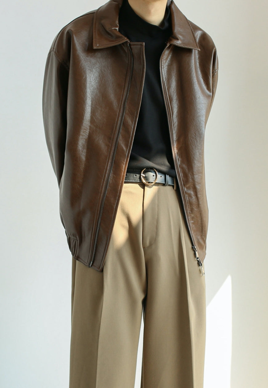 【Sale】Men's vintage leather jacket