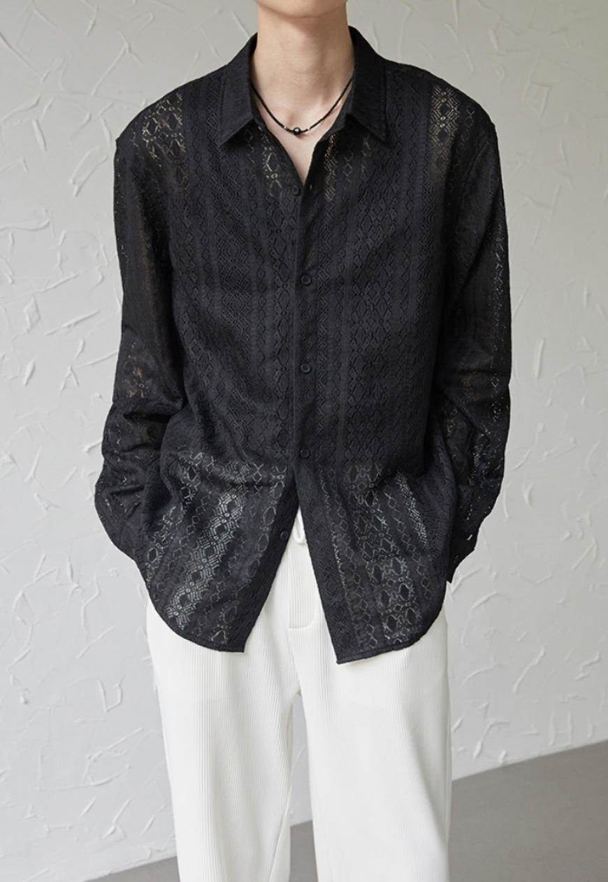 UZIP DESIGN Men's color cutout pattern shirt
