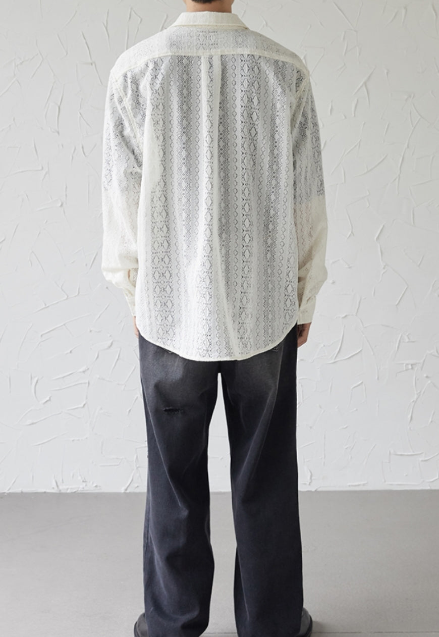UZIP DESIGN Men's color cutout pattern shirt
