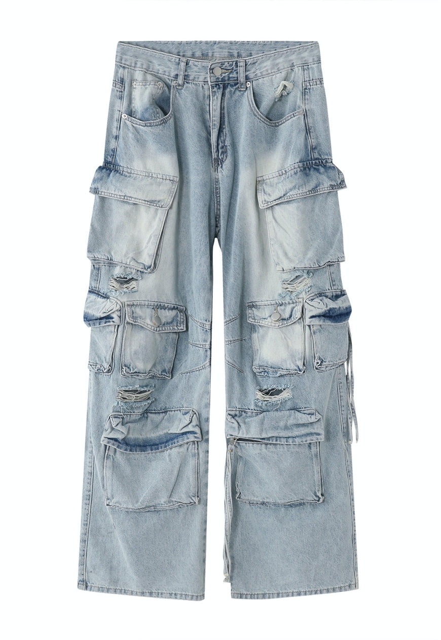 Men's Pocket Destroyed Cargo Jeans