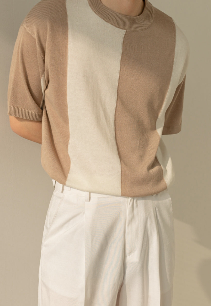 Men's All-match hit color short-sleeved knit