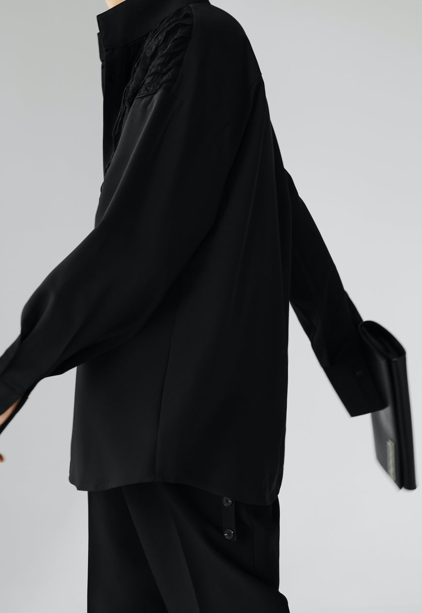 UZIP DESIGN Men's pleated technology long-sleeved shirt