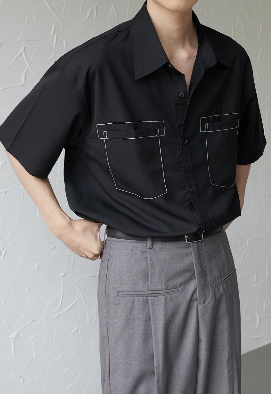 UZIP DESIGN Men's large pocket short sleeve shirt
